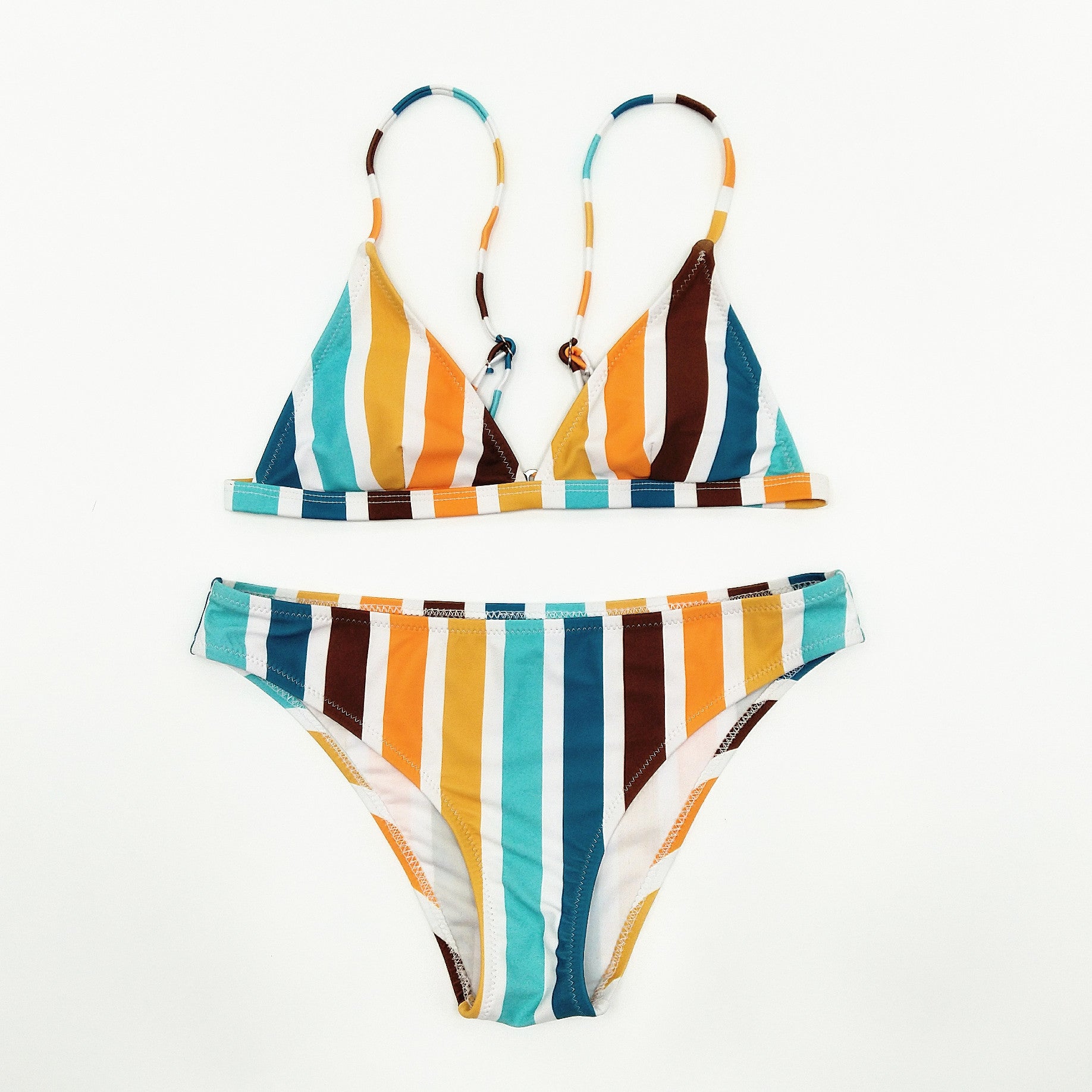 Rainbow Gray Striped Printed Swimsuit Triangle Bikini Sexy Split Swimsuit Bella Mia